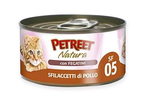 PETREET Sfilaccetti di Pollo con Fegatini 70gr x 6pz