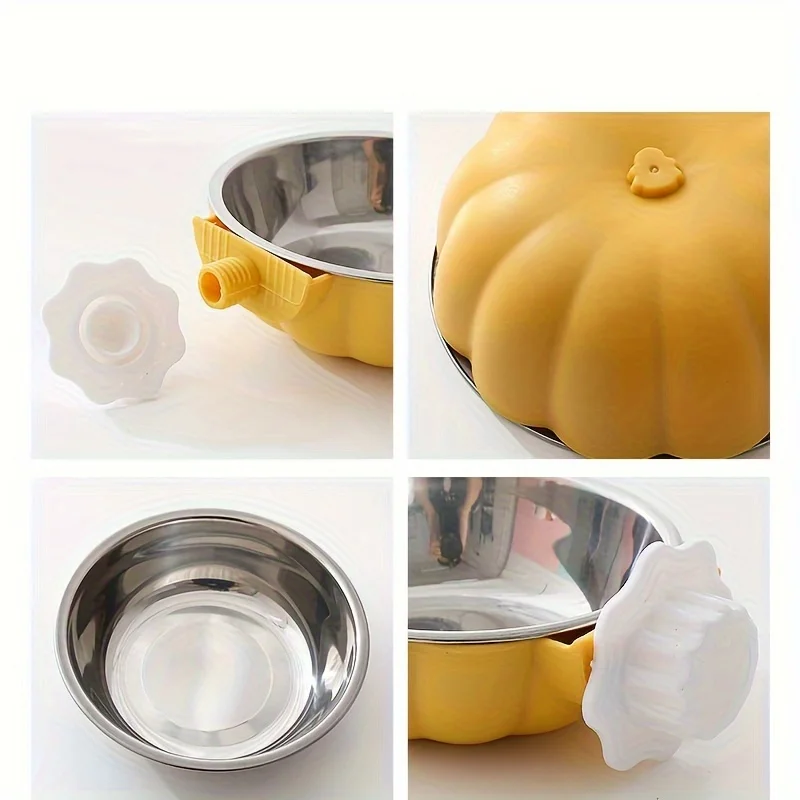 Ciotola Sospesa a Forma di Zucca per Gabbie | Acciaio Inox e PP Ø 10,5 cm