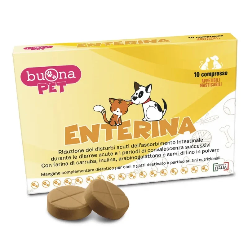 ENTERINA Compresse Appetibili | Stop Diarrea Cane e Gatto | Buona Pet