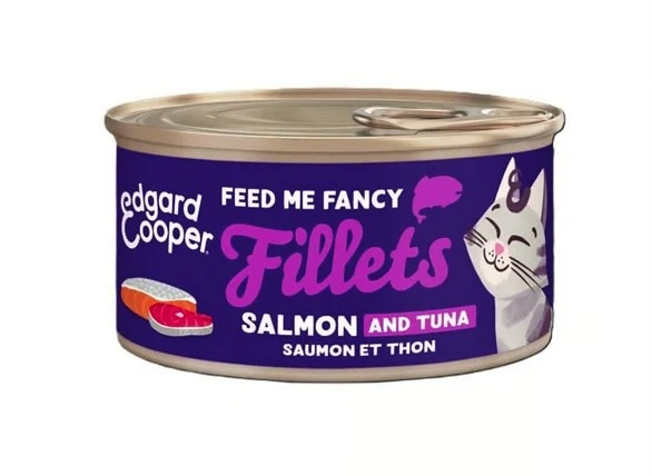 Edgard & Cooper Umido Gatto SFILACCETTI di Salmone e Tonno Fresco in Brodo di Pesce