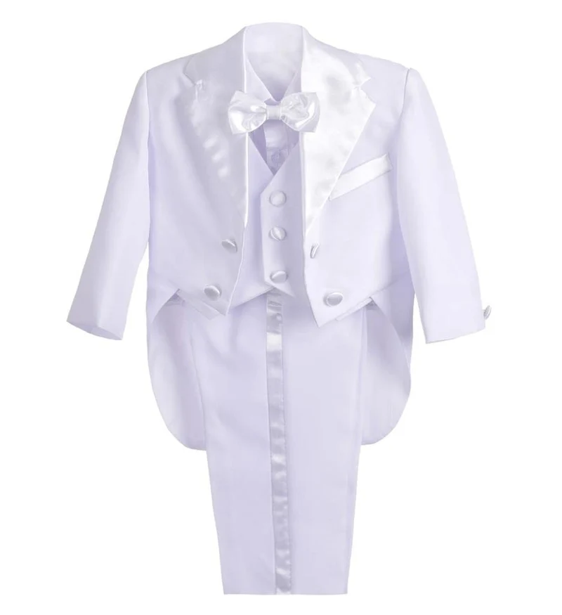 Lito Angels Smoking Neonato Bimbo, Completo Elegante Matrimoni Paggetto Battesimo Cerimonia, Taglia 6 Mesi, Bianco