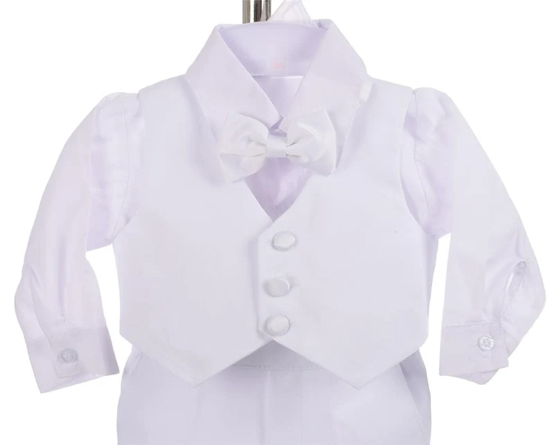 Lito Angels Smoking Neonato Bimbo, Completo Elegante Matrimoni Paggetto Battesimo Cerimonia, Taglia 6 Mesi, Bianco