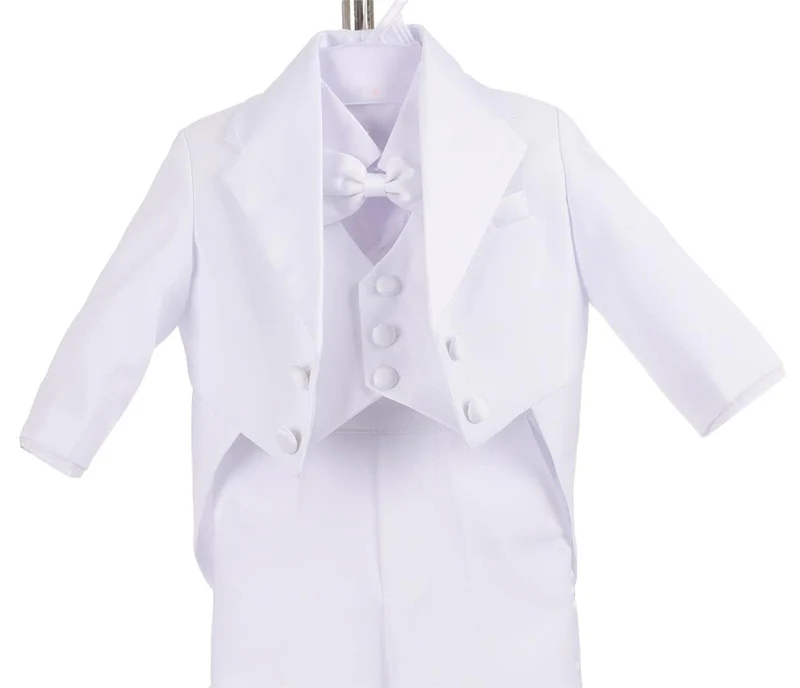 Lito Angels Smoking Neonato Bimbo, Completo Elegante Matrimoni Paggetto Battesimo Cerimonia, Taglia 6 Mesi, Bianco