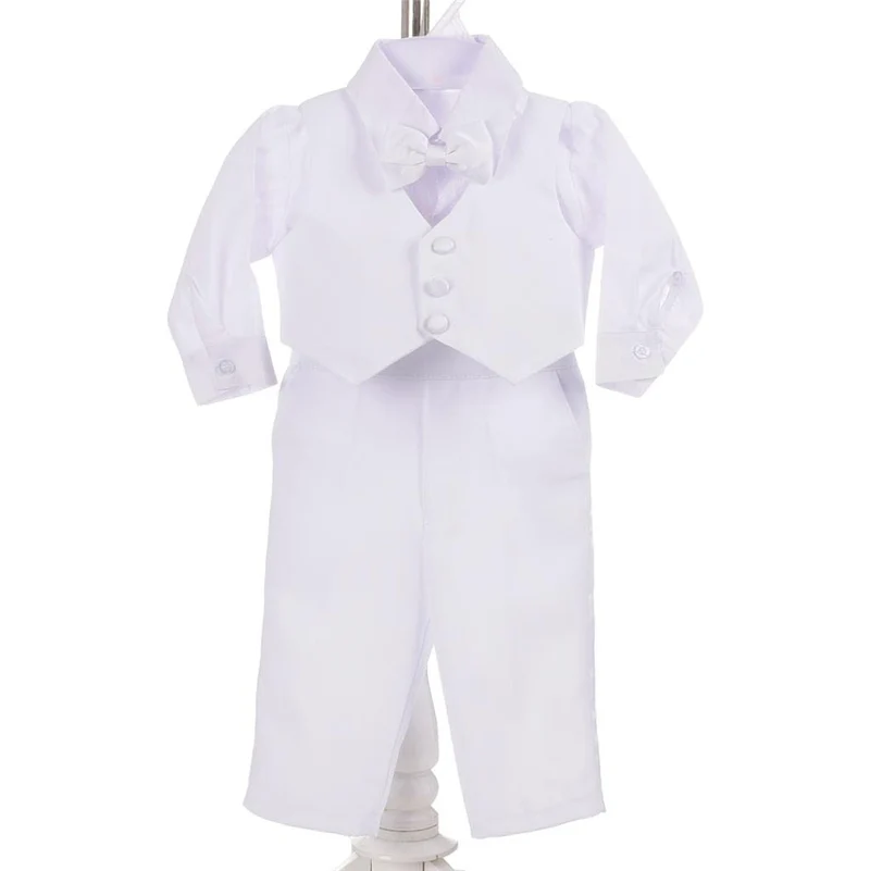 Lito Angels Smoking Neonato Bimbo, Completo Elegante Matrimoni Paggetto Battesimo Cerimonia, Taglia 6 Mesi, Bianco