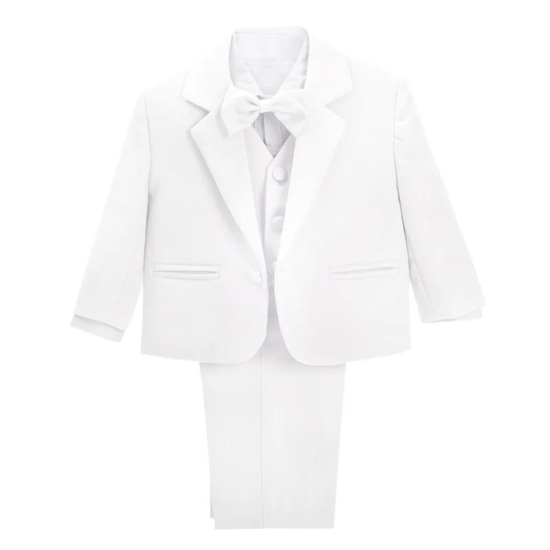 Abiti e Giacche Smoking Completo Elegante Matrimonio Cerimonia Battesimo per Bambino Bimbo Taglia 6 Mesi, Bianco 057