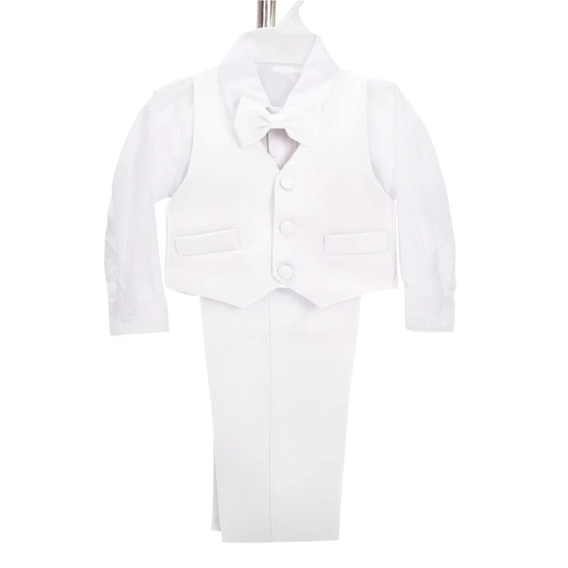 Abiti e Giacche Smoking Completo Elegante Matrimonio Cerimonia Battesimo per Bambino Bimbo Taglia 6 Mesi, Bianco 057