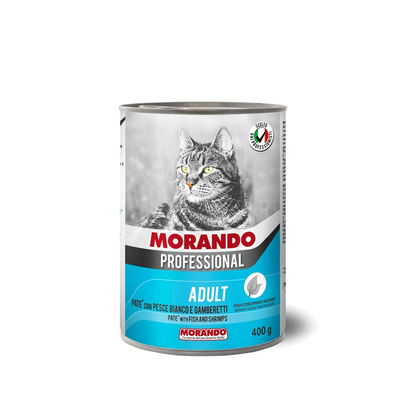Morando Professional Adult Patè Pesce Bianco e Gamberetti | Umido Gatto 400 g