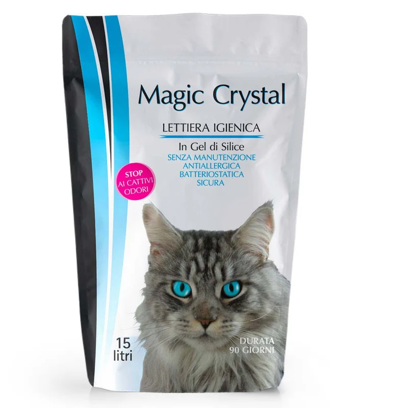 Magic Crystal Lettiera Gel di Silice 15L | Antiallergica, Batteriostatica | Senza Profumo