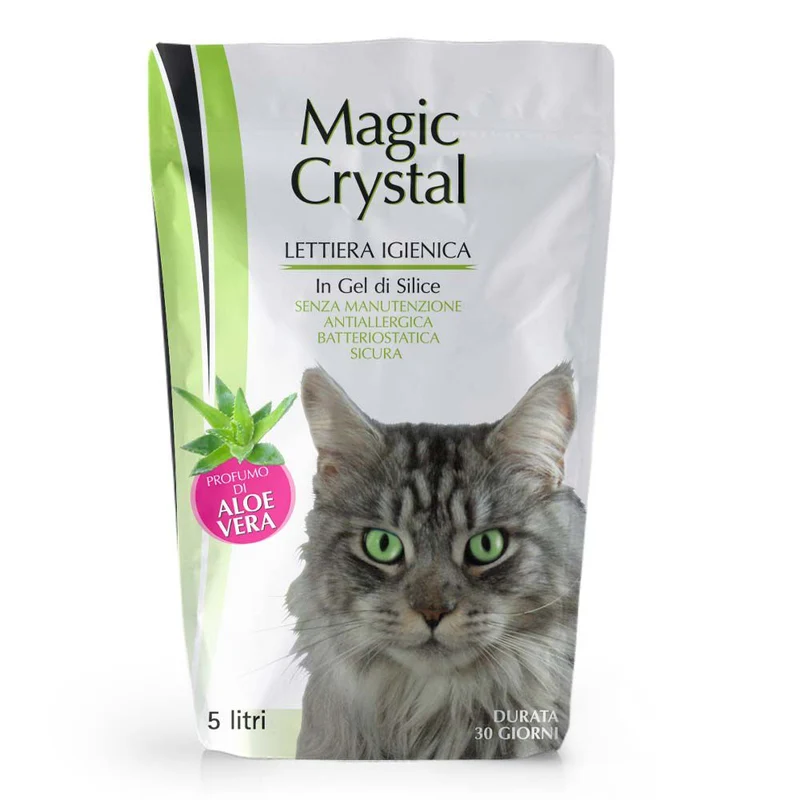 Magic Crystal Lettiera per Gatti in Gel di Silice 5L | Anti-Odore, Batteriostatica, Ipoallergenica