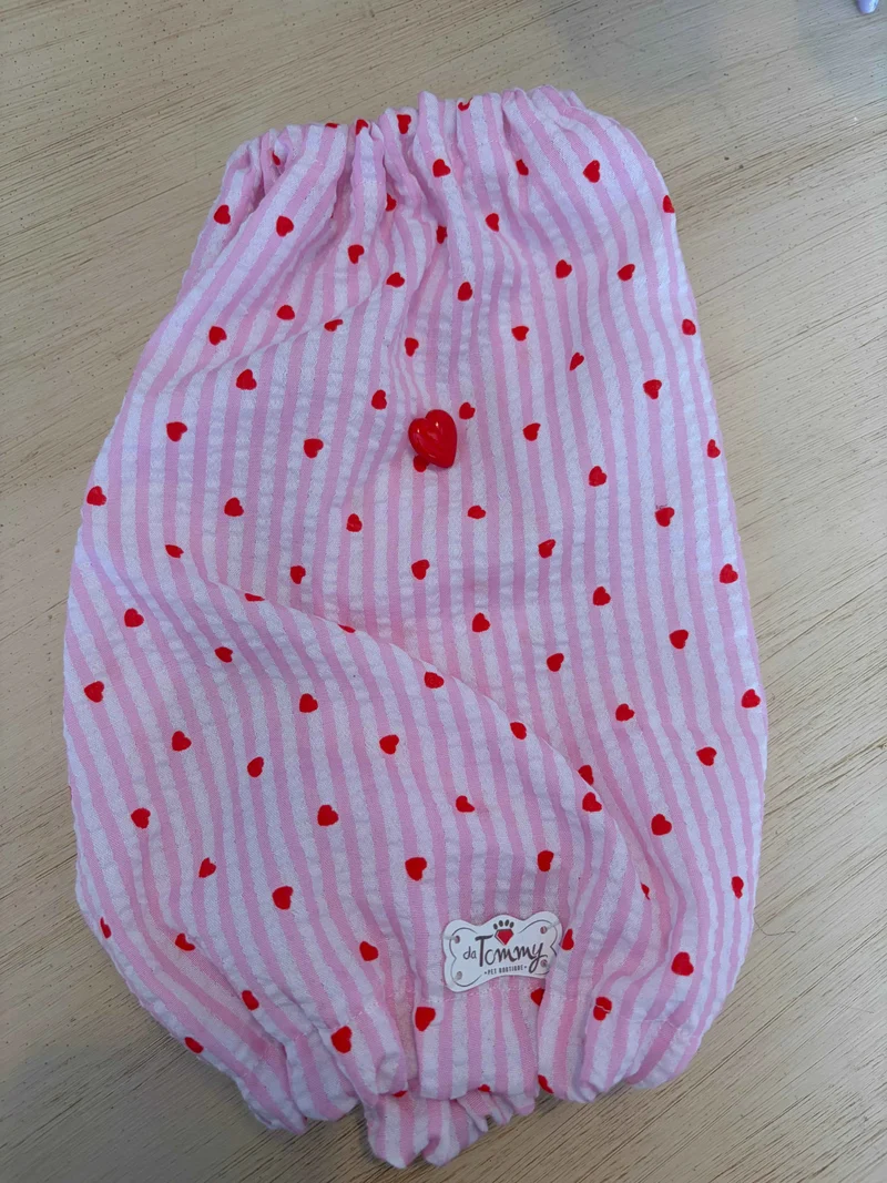Paraorecchie Estivi in Cotone righe e cuori - Da Tommy Pet Boutique
