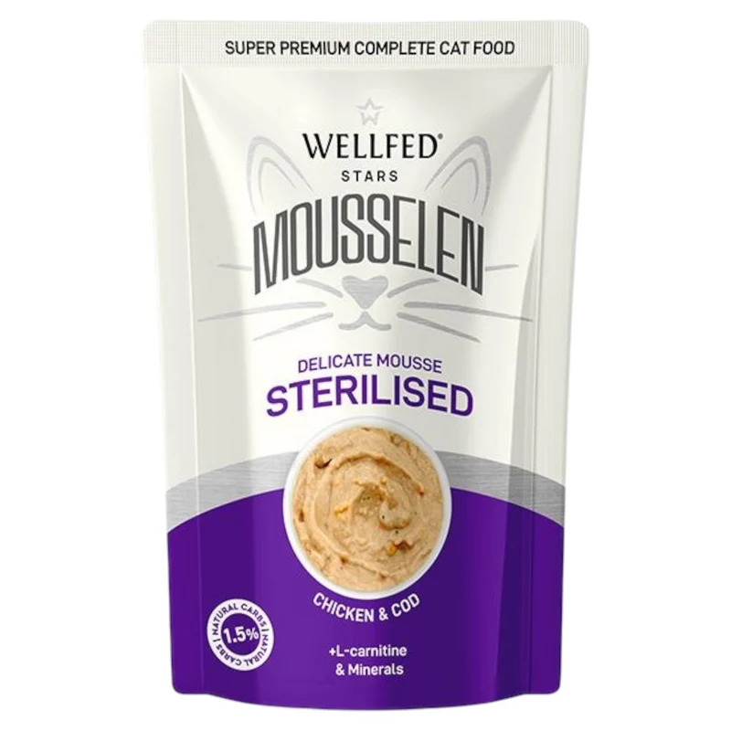 WELLFED Gatto Mousselen Sterilised Pollo e Merluzzo 40gr