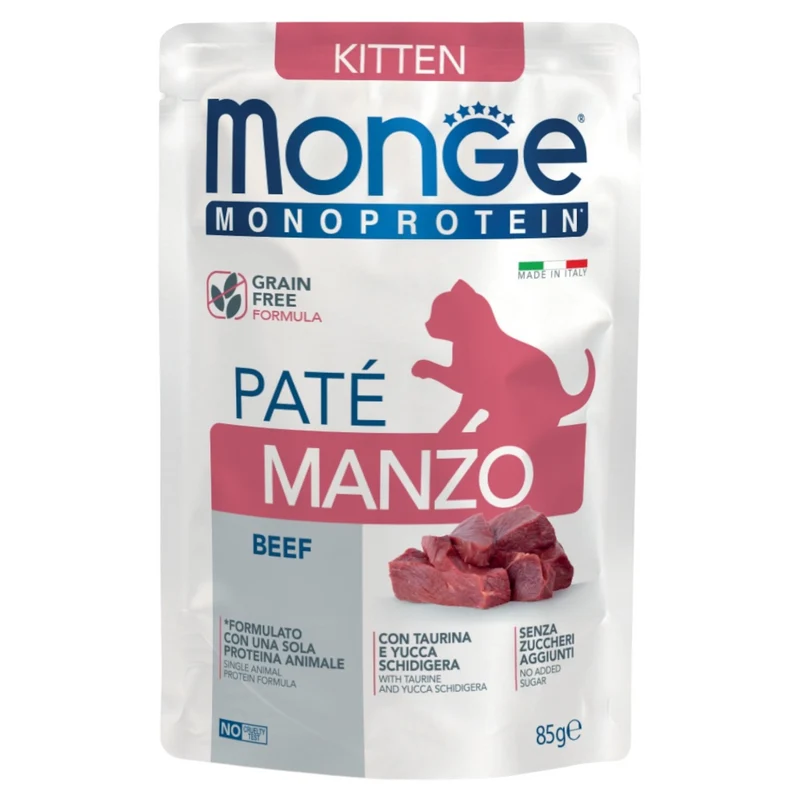 MONGE Gatto Monoprotein Kitten GF Paté Manzo 85gr