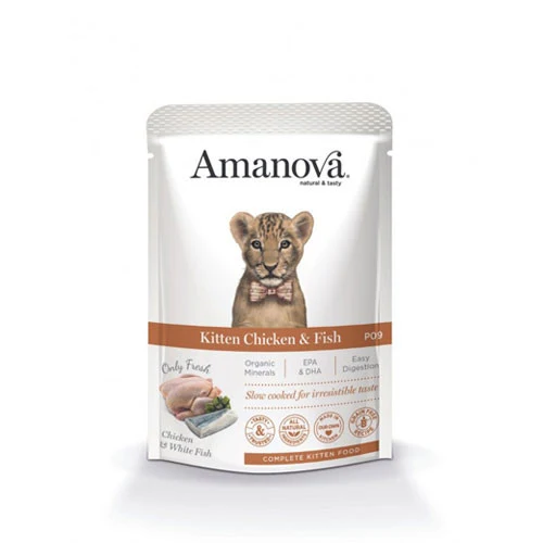 Amanova P09 Umido Gatto KITTEN Pollo e Pesce Bianco