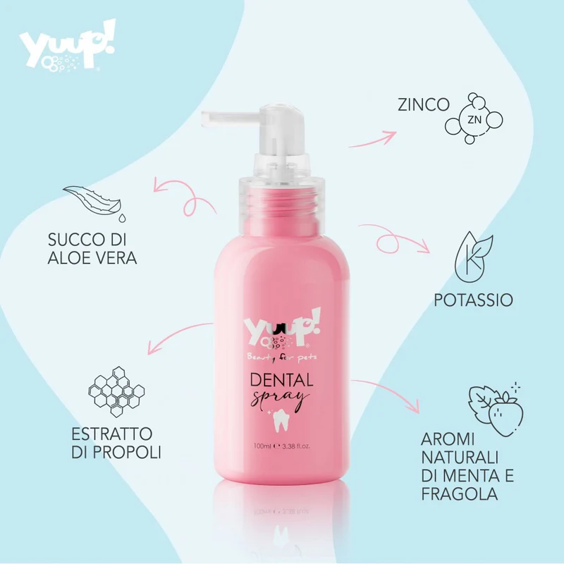 Yuup! Dental Spray 100ml | Dentifricio per Cane e Gatto | Anti-Tartaro | Alito Fresco
