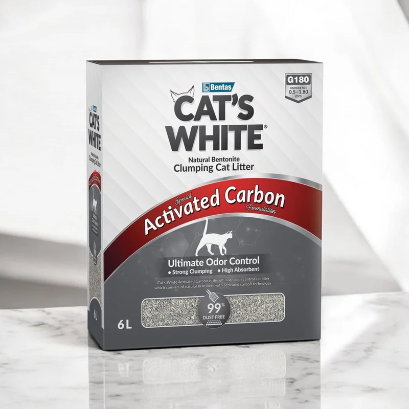 Cat's White Lettiera Agglomerante 6L | Carbone Attivo, Anti-Odore, Bentonite