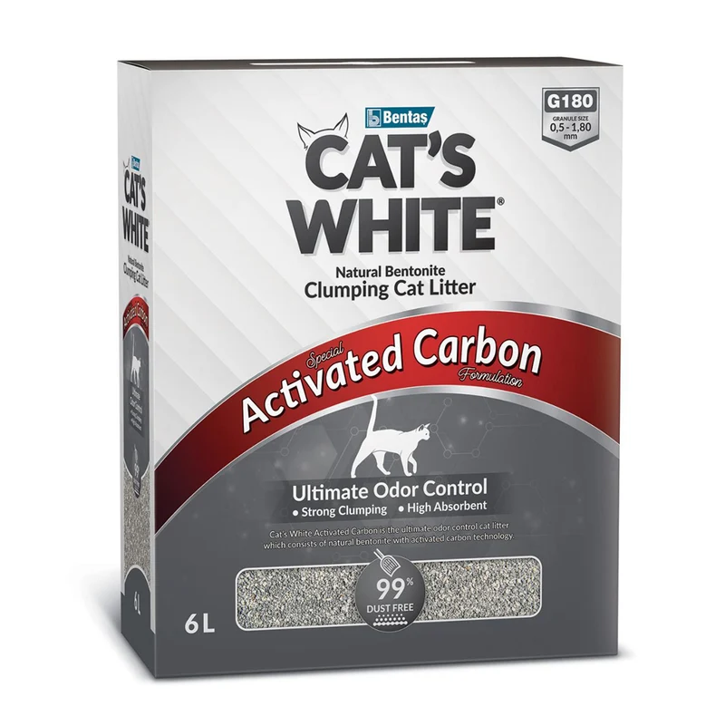 Cat's White Lettiera Agglomerante 6L | Carbone Attivo, Anti-Odore, Bentonite