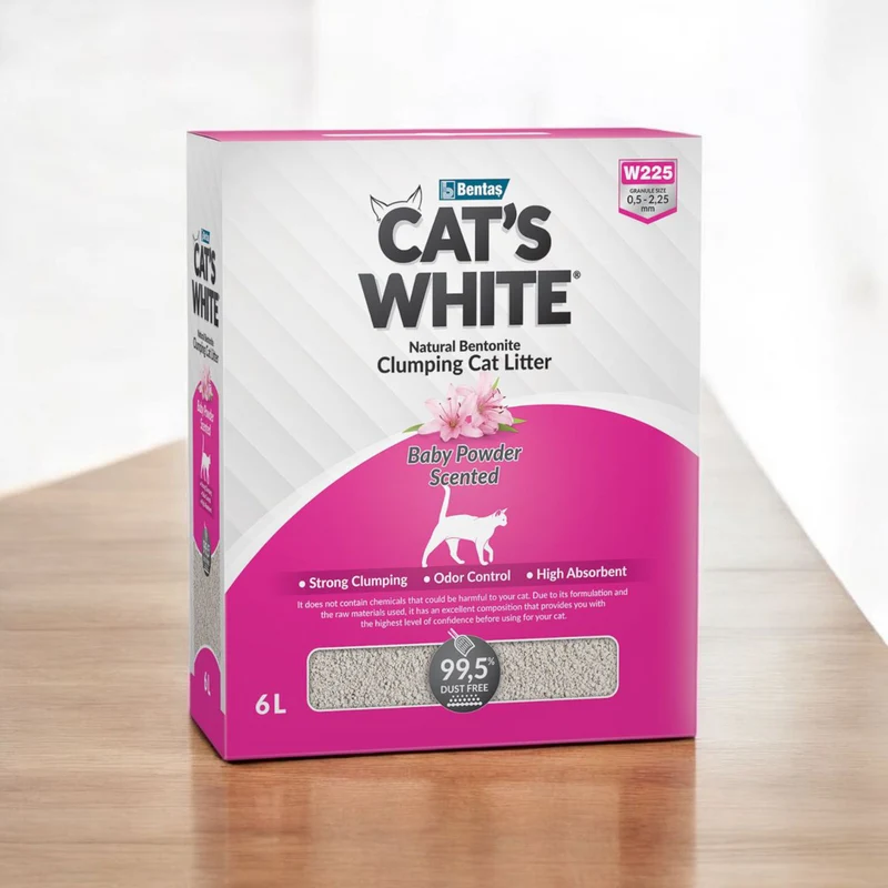 Cat's White Lettiera Agglomerante 6L | Profumo Talco, Bentonite Bianca, Max Igiene