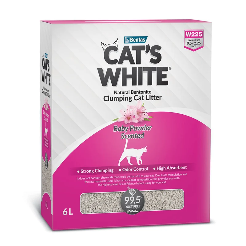 Cat's White Lettiera Agglomerante 6L | Profumo Talco, Bentonite Bianca, Max Igiene