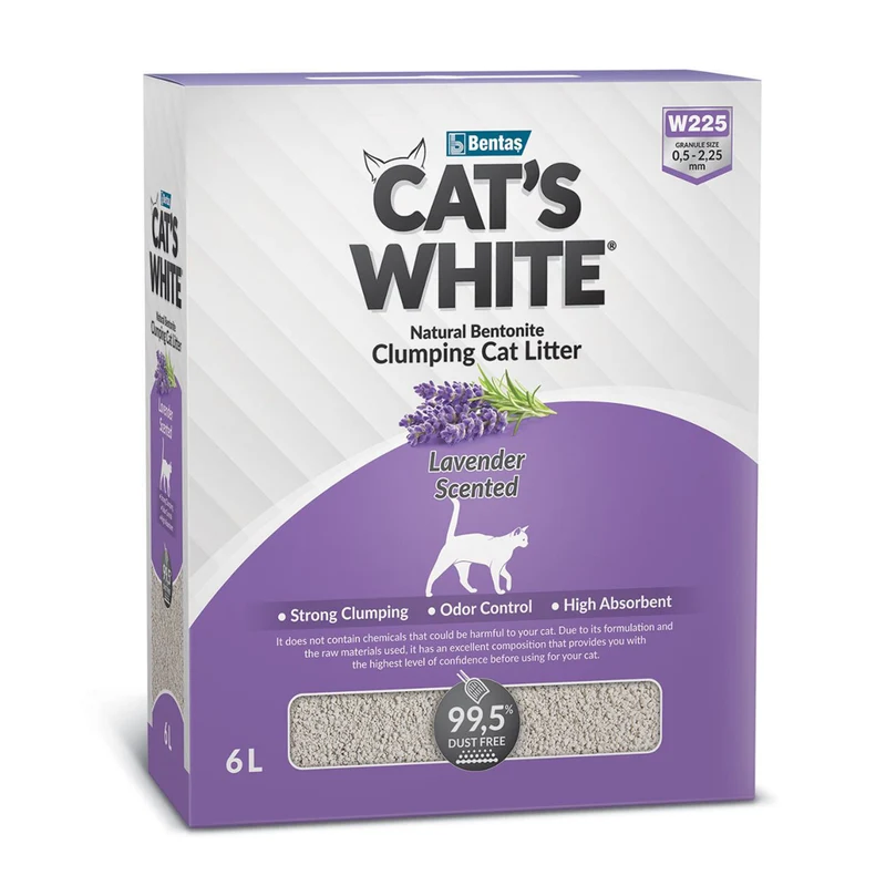 Cat's White Lettiera Agglomerante 6L | Lavanda, Bentonite, Super Assorbente