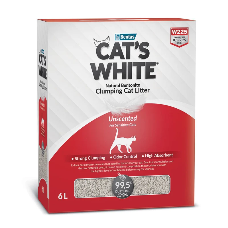 Cat's White Lettiera Agglomerante 6L | Naturale, Inodore, Alto Assorbimento