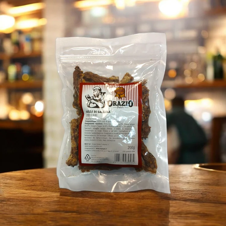 Orazio Colli di Gallina Essiccati 200g | Masticativo Naturale per Cani | Pulizia Denti