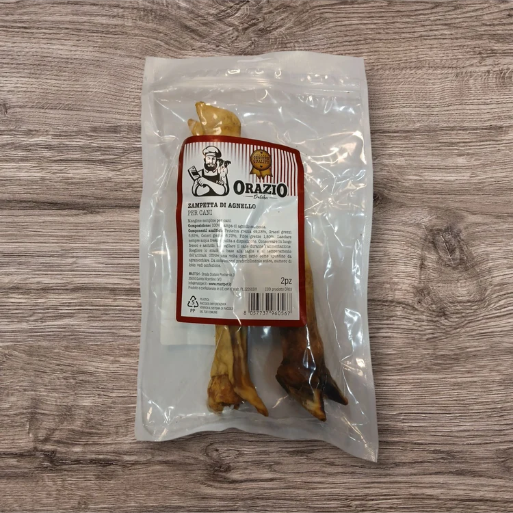 Orazio Zampetta di Agnello (2 pz) | Masticativo Naturale Ipoallergenico Cani
