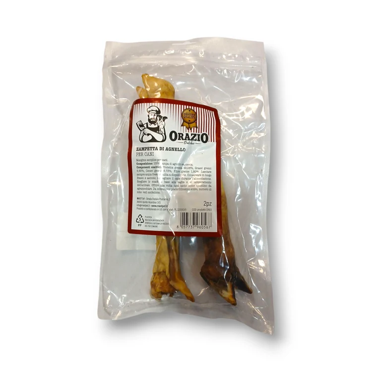 Orazio Zampetta di Agnello (2 pz) | Masticativo Naturale Ipoallergenico Cani