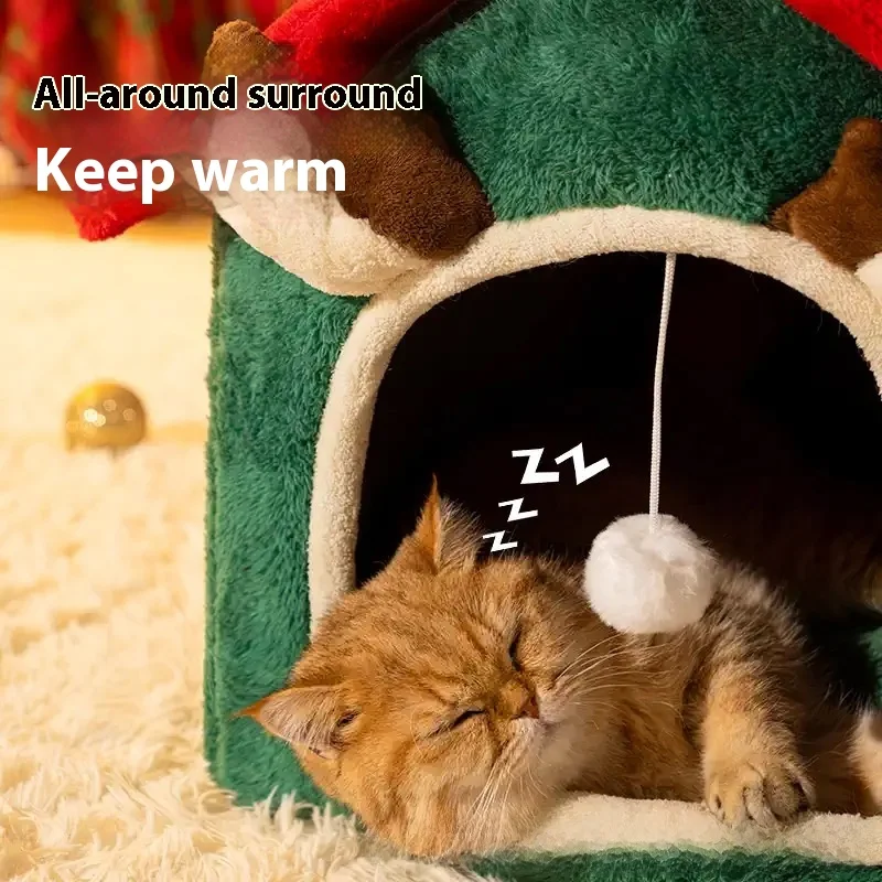 Cuccia Invernale per Gatti e Cani Piccola Taglia – Casetta Tenda Calda Foderata in Pile Spesso – Letto 4 Stagioni Lavabile e Rimovibile (Taglia S)
