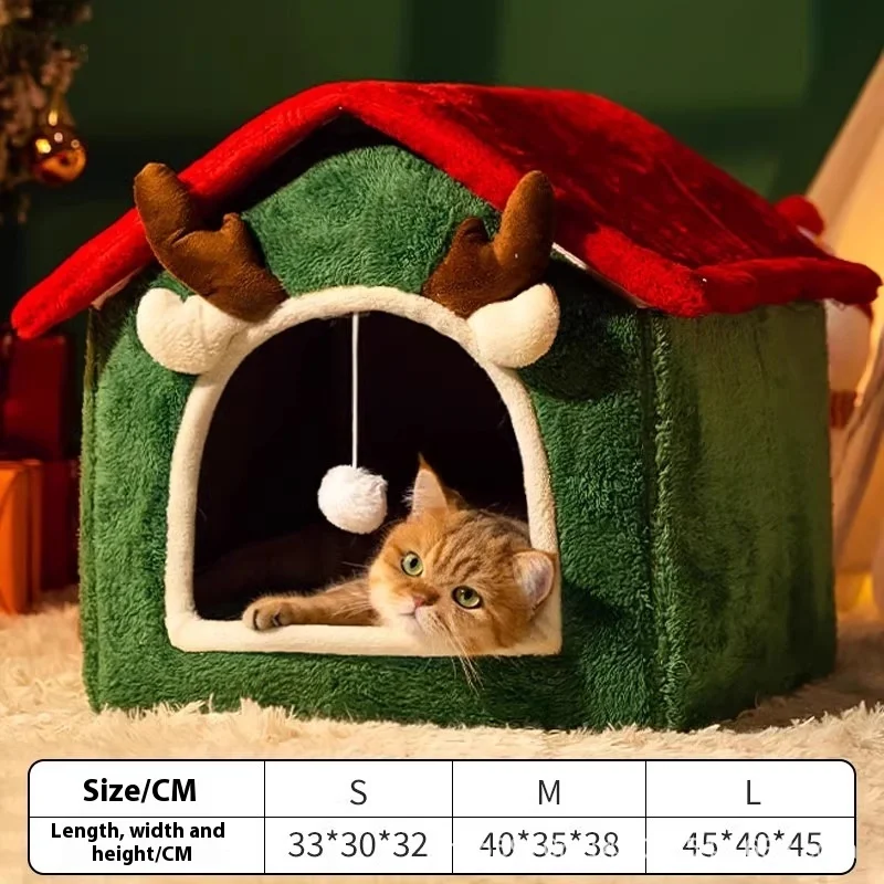 Cuccia Invernale per Gatti e Cani Piccola Taglia – Casetta Tenda Calda Foderata in Pile Spesso – Letto 4 Stagioni Lavabile e Rimovibile (Taglia S)