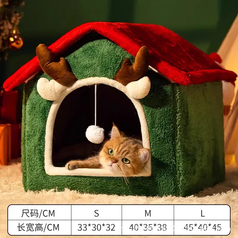 Cuccia Invernale per Gatti e Cani Piccola Taglia – Casetta Tenda Calda Foderata in Pile Spesso – Letto 4 Stagioni Lavabile e Rimovibile (Taglia S)