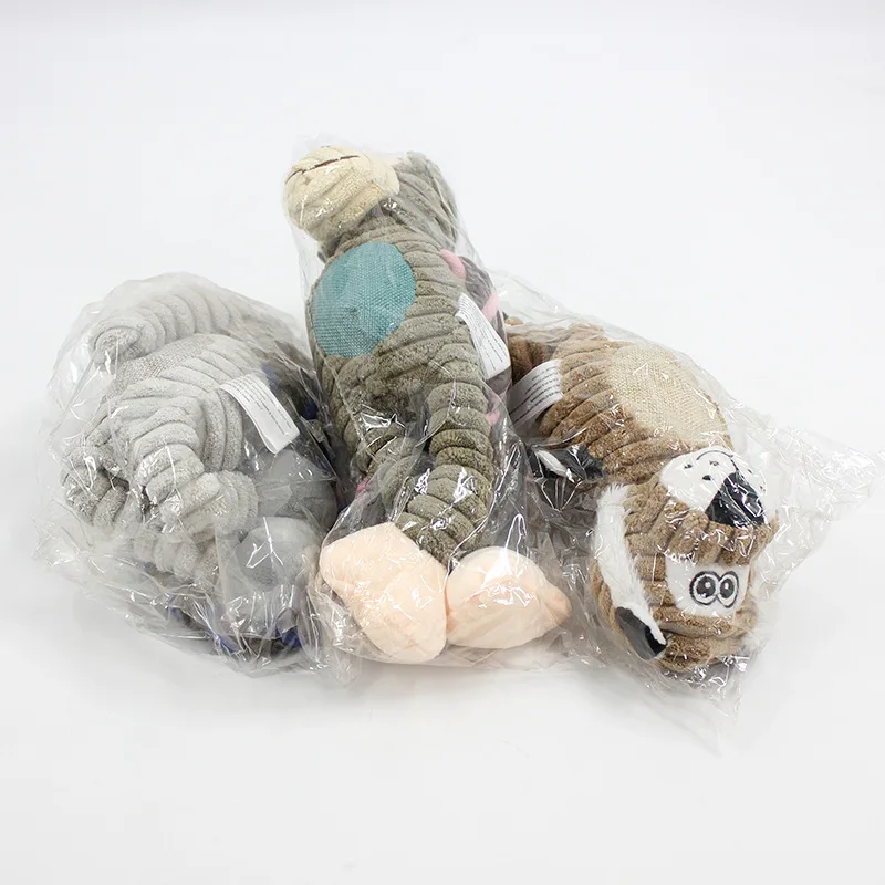 Gioco Premium per Cani | Peluche Animale (Scimmia/Leone/Elefante) con Corda in Nylon Resistente e Squittio