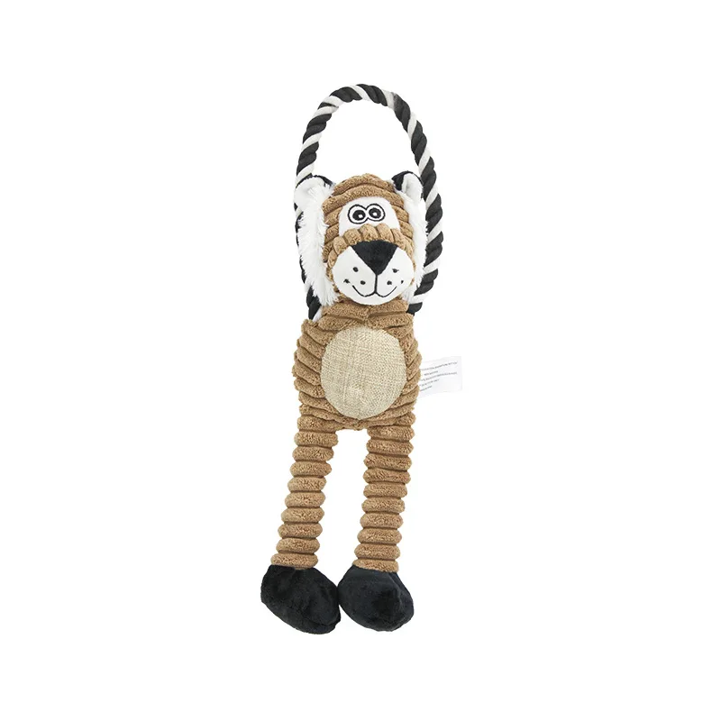 Gioco Premium per Cani | Peluche Animale (Scimmia/Leone/Elefante) con Corda in Nylon Resistente e Squittio