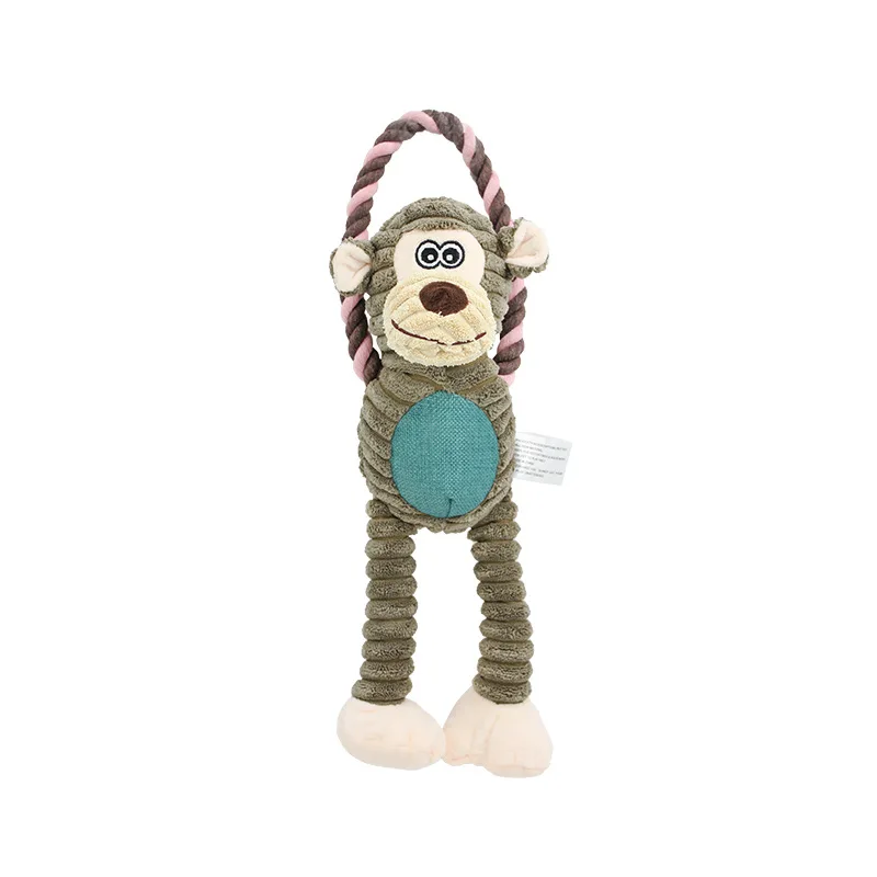Gioco Premium per Cani | Peluche Animale (Scimmia/Leone/Elefante) con Corda in Nylon Resistente e Squittio