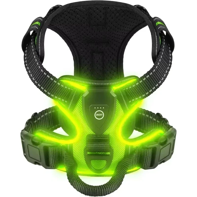 Pettorina per Cani con Led Ricaricabile – Imbracatura Luminosa Riflettente e Traspirante per Passeggiate Notturne Sicure