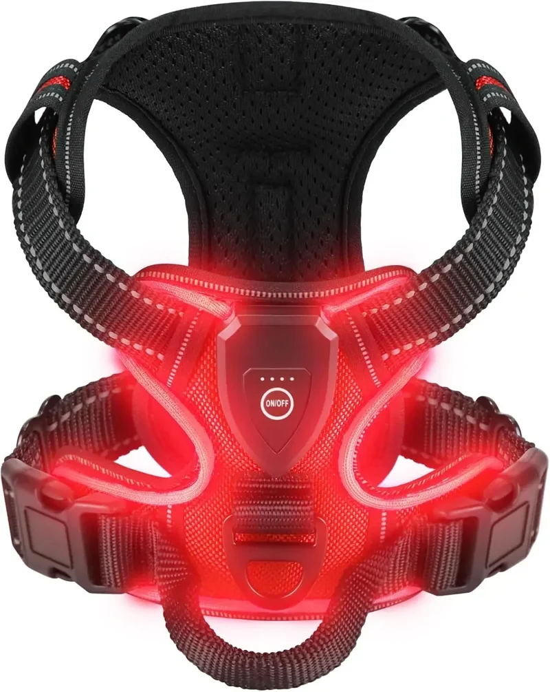 Pettorina per Cani con Led Ricaricabile – Imbracatura Luminosa Riflettente e Traspirante per Passeggiate Notturne Sicure
