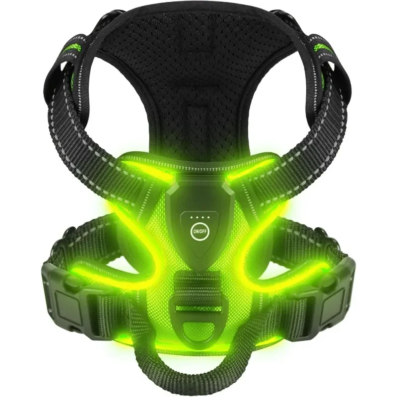 Pettorina per Cani con Led Ricaricabile – Imbracatura Luminosa Riflettente e Traspirante per Passeggiate Notturne Sicure