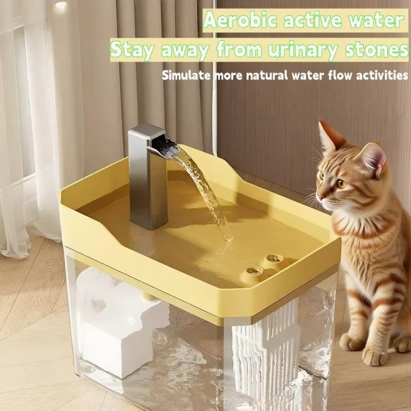 Fontanella Automatica per Gatti e Cani Piccolo da 1,5 l con Filtraggio - Ricaricabile Tramite USB, Funzionamento Silenzioso e Base Antiscivolo