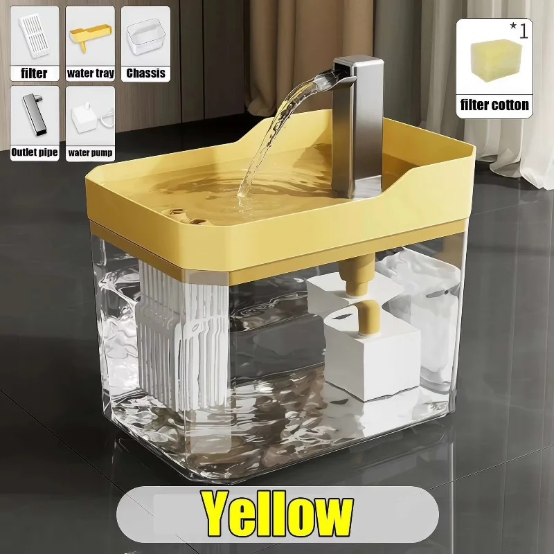 Fontanella Automatica per Gatti e Cani Piccolo da 1,5 l con Filtraggio - Ricaricabile Tramite USB, Funzionamento Silenzioso e Base Antiscivolo