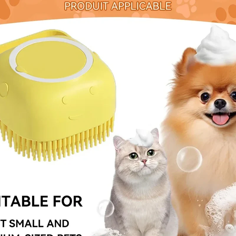 Spazzola da Bagno e Massaggio 3-in-1 per Cani e Gatti | Dispenser Shampoo in Silicone Morbido | Spazzola Gomma per Toelettatura e Pulizia Profonda
