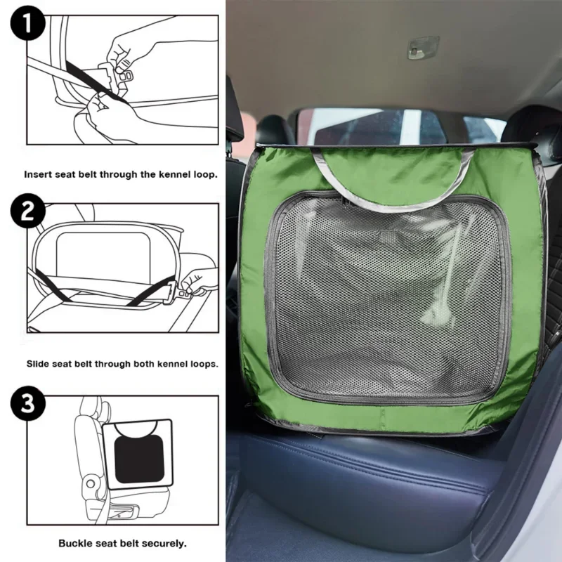 Trasportino Auto Pieghevole per Cani e Gatti 91 cm - Box Pop-Up da Interno e Esterno - Cuccia da Viaggio Portatile