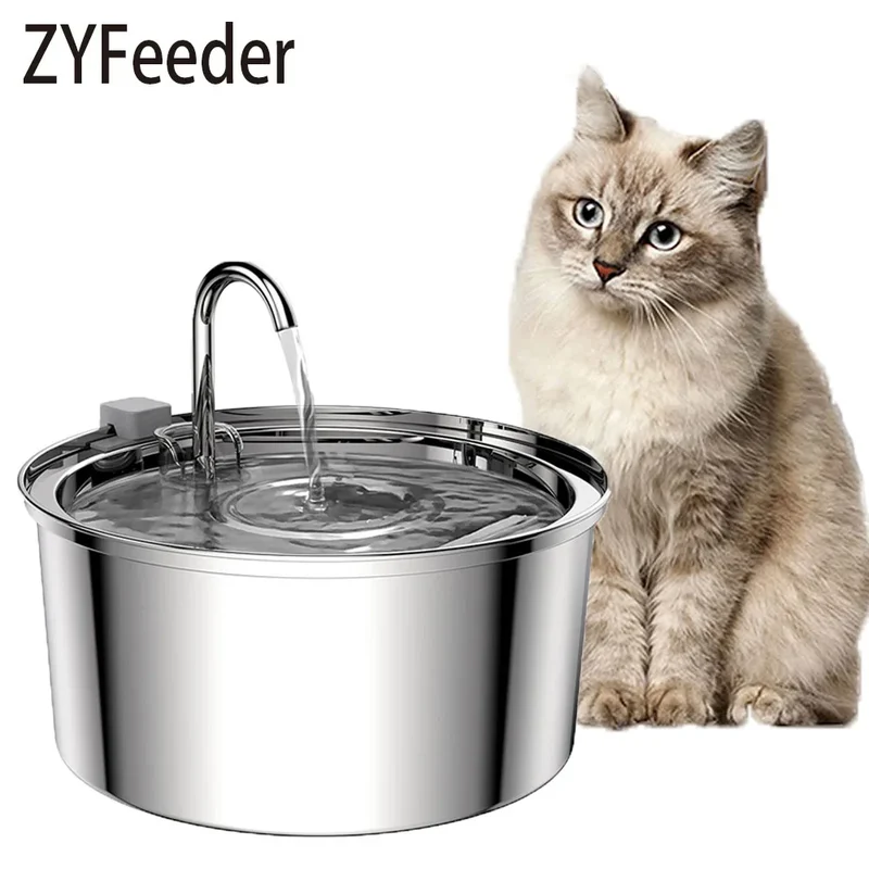 Fontanella per Cani e Gatti in Acciaio Inox | Distributore Automatico d'Acqua USB Silenzioso