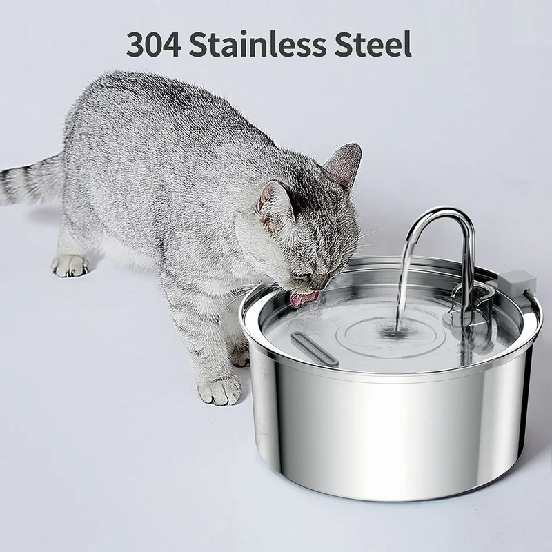 Fontanella per Cani e Gatti in Acciaio Inox | Distributore Automatico d'Acqua USB Silenzioso