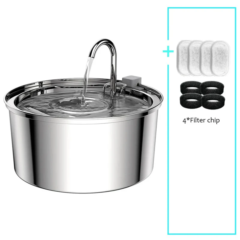 Fontanella per Cani e Gatti in Acciaio Inox | Distributore Automatico d'Acqua USB Silenzioso