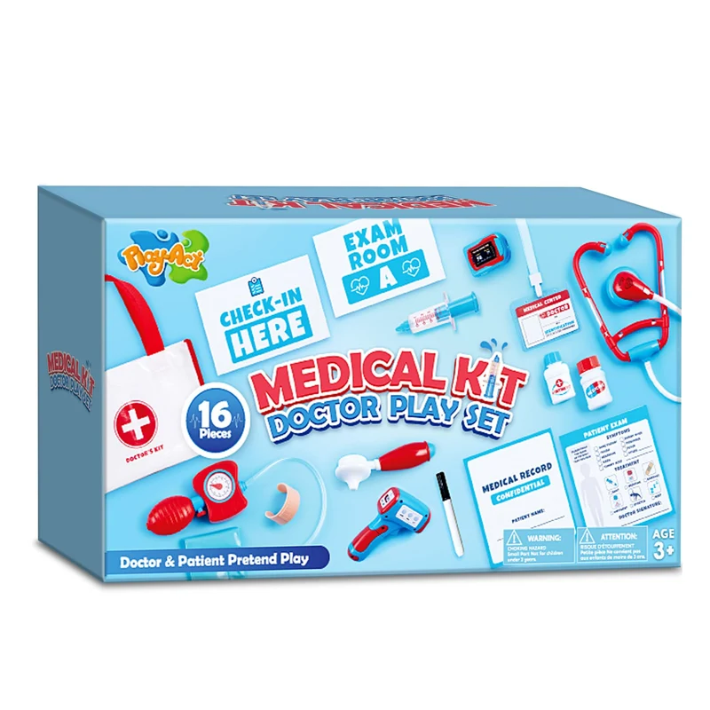 Play-Act Valigetta Dottore Bambinim,Kit Dottore Giocattolo per Bambini Kit Medico Giocattolo con Stetoscopio, Ki t Dottor e Bambino,Gioco di Ruolo Gioco Educativo Regalo Bambini di 3, 4, 5, 6, 7
