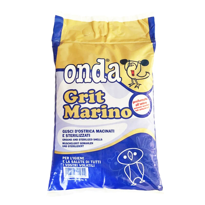 GRIT MARINO "ONDA": Lettiera Sabbia Naturale Integratore con Gusci d'Ostrica per Volatili 5 kg