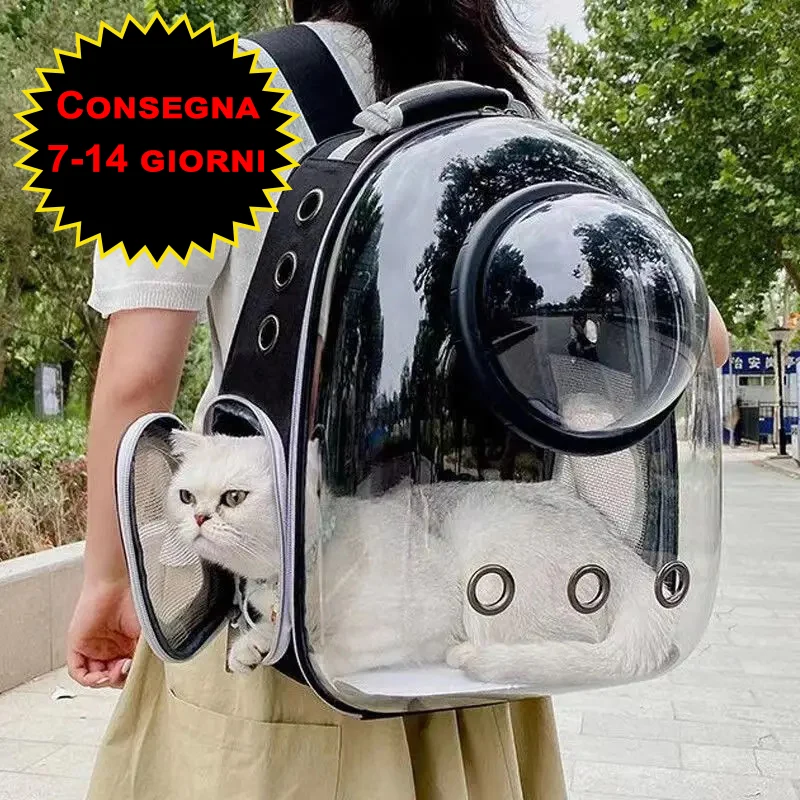 Zaino Trasportino Trasparente per Gatti e Cani – Traspirante