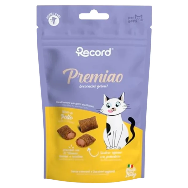 RECORD Snack Gatto Premiao Crunchy Sterilised Pollo 50gr