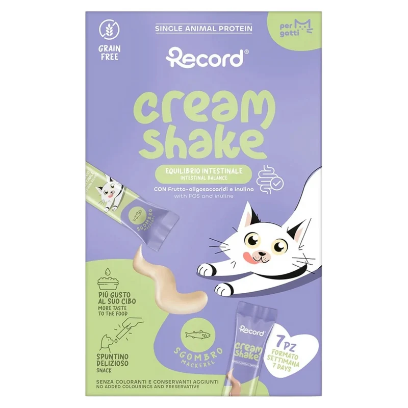 RECORD Snack Gatto Cream Shake Intestinal Sgombro 7pz