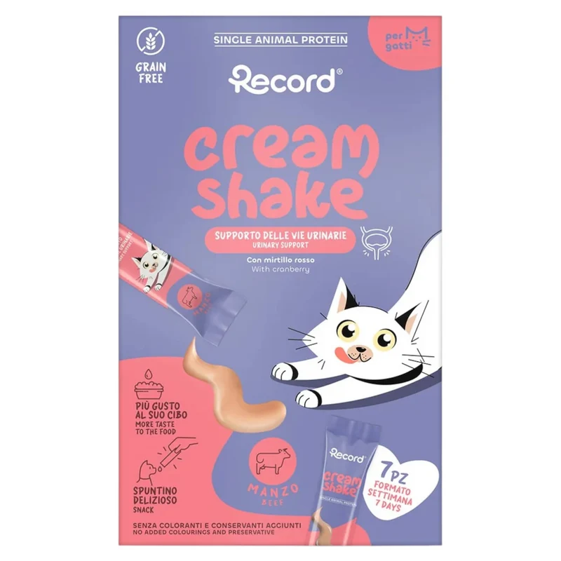 RECORD Snack Gatto Cream Shake Urinary Manzo 7pz