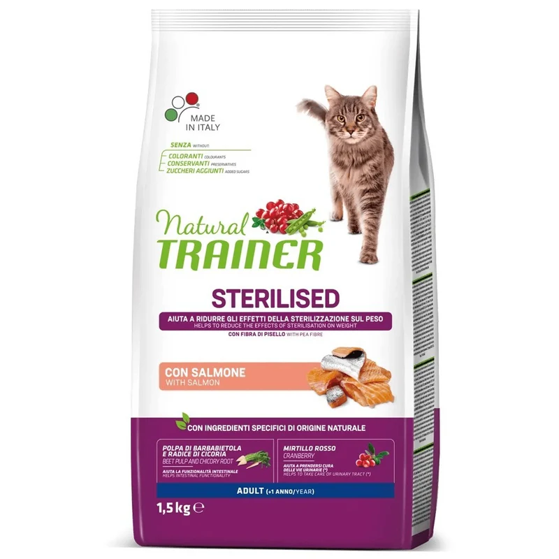 Trainer Gatto Sterilizzato al Salmone Crocchette per Gatti Controllo del Peso